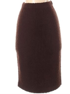 St. John Collection Skirt Textured Santana Knit Brown Vintage Knee Length XS 0 2
